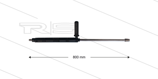 S6 spuitlans - L=800mm - recht - RVS - open islolatie L=387mm - met handgreep - 600 Bar