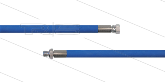 HD-slang blauw 1/4&quot; - 1SC - 3,0m - 1/4&quot; W x 1/4&quot; bu RVS - geen KBS - 250 Bar