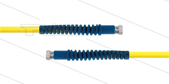 Carwash Titan-Slide slang geel 1/4&quot; - 4,0m - 2x 3/8&quot;W - 2x SKB blauw - 300 Bar