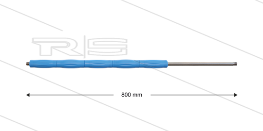 RP002 lans - L=800mm - recht - RVS - blauw - isolatie L=485mm - 500 Bar - max 80°C - 2 x 1/4&quot; bu