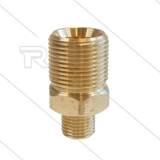 M22x1.5 - snelkoppeling nippel - Lang - messing - 250 Bar - Ø14mm - max 150°C - 1/4&quot; bu