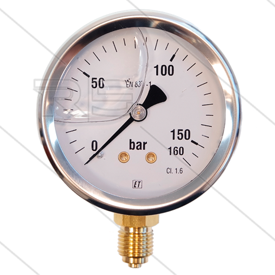 Manometer 0-160 Bar - 1/4&quot; bu - onderaansluiting - Ø63mm