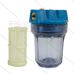 Patroonfilter 5&quot; - 2x 3/4&quot; bi - transparant glas - inclusief 60 mµ gaaspatroon - 13 l/min - H=176mm