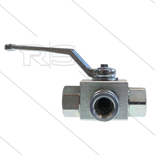 Kogelkraan 1/2&quot; - 3-weg - staal - L-boring - 400 Bar - 3 x 1/2&quot; bi