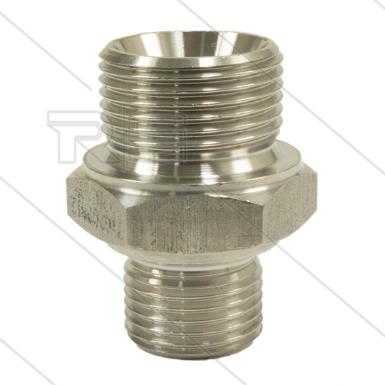 Verloopnippel - RVS - 1/2&quot; bu x 3/8&quot; bu