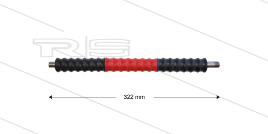 Iso77 lans - L=322mm - recht - RVS - draaibare isolatie L=300mm - zwart/rood/zwart - max 80°C