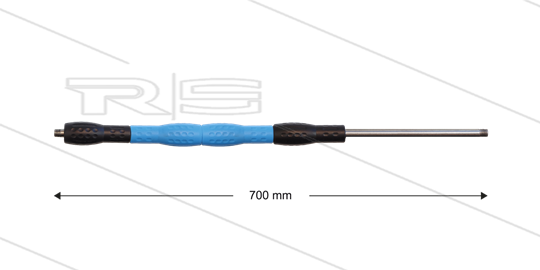 Iso88 lans - L=700mm - recht - RVS - draaibare isolatie L=400mm - zwart/blauw/zwart - max 80°C