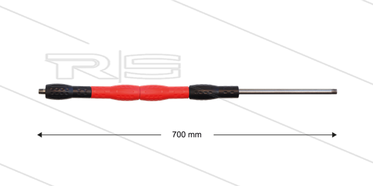 Iso88 lans - L=700mm - recht - RVS - draaibare isolatie L=400mm - zwart/rood/zwart - max 80°C