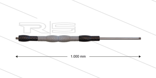 Iso88 lans - L=1000mm - recht - RVS - draaibare isolatie L=400mm - zwart/grijs/zwart - max 80°C