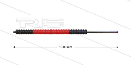 Iso77 lans - L=1000mm - recht - RVS - draaibare isolatie L=400mm - zwart/rood/zwart - max 80°C