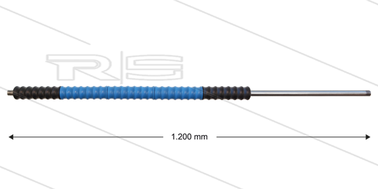 Iso77 lans - L=1200mm - recht - RVS - draaibare isolatie L=500mm - zwart/blauw/zwart - max 80°C