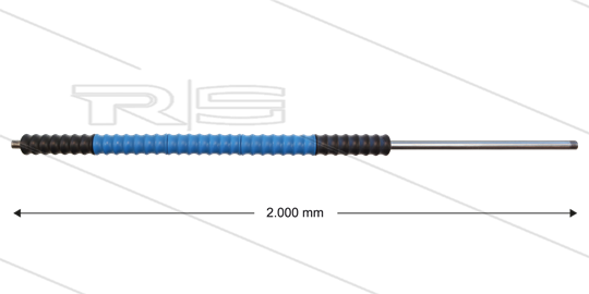 Iso77 lans - L=2000mm - recht - RVS - draaibare isolatie L=500mm - zwart/blauw/zwart - max 80°C