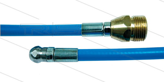 NW5 rioolslang - blauw - 15m - 250 Bar - met nozzle 0.055 met voorboring - M22x1,5 bu - max 60°C - met eindmarkering