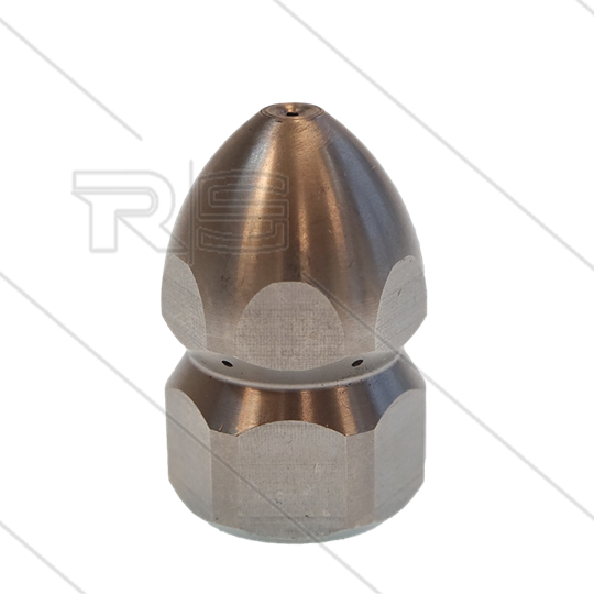 Rioolnozzle met voorboring - 0.070 - 3 x 0.80 + 1 x 0.80 - 3/8&quot; bi - SW22 - RVS