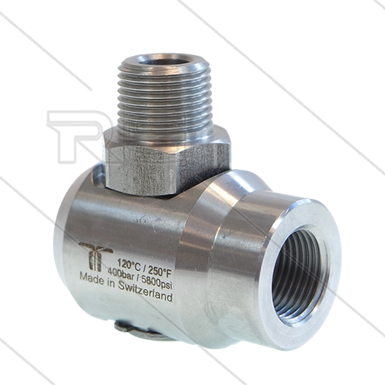 WDEI Swivel - haaks - 1 lager - 1/4&quot; bi BSP x 1/4&quot; bu NPT - 400 Bar - NW7 - 30 tpm - max 120°C